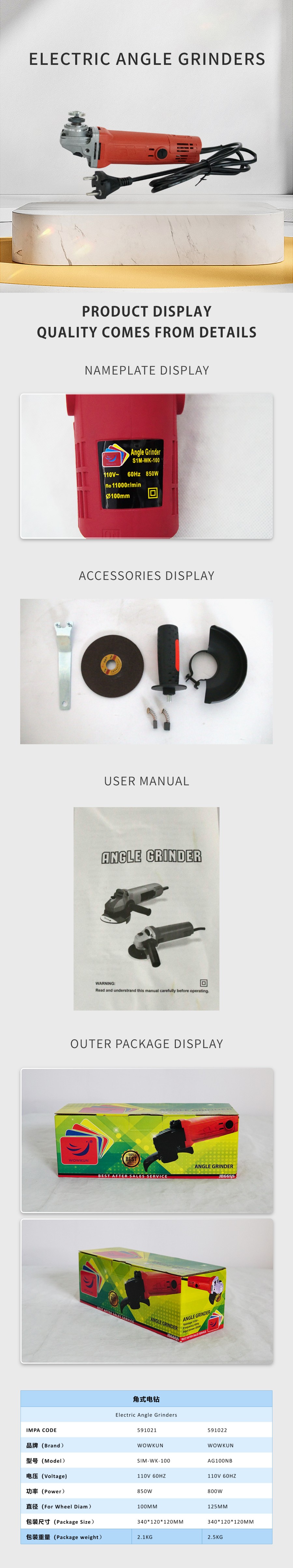角磨機 110V 100mm(英)